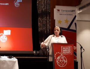 Photo: Marga Ferré speaks at the 7th Congress of the European Left