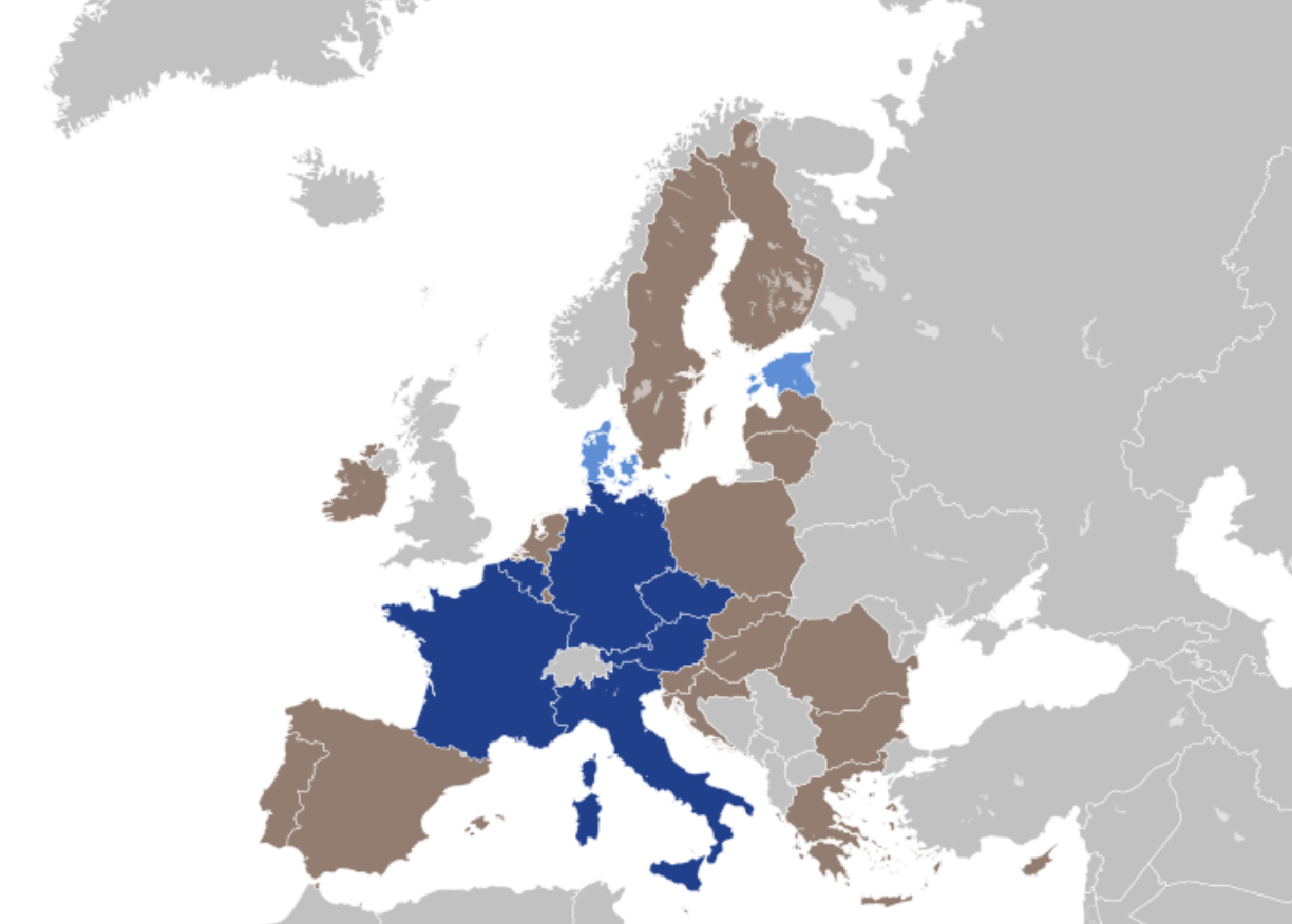 EU map indicating the number of ID MEPs per member state